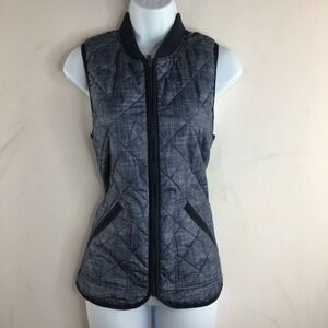 Old Navy Womens Gray Full Zip Jacket Plaid Sleeveless Pocket Size Small